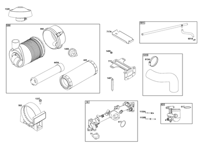 Air Cleaner Group Diagram and Parts List for 61G877-0016-J1  Briggs and Stratton Engine